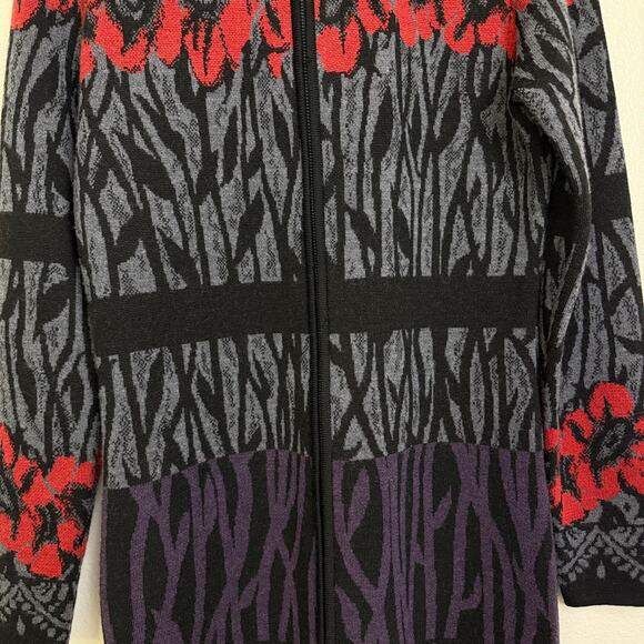 Icelandic Designs Cardigan Sweater Womens Small Wool Floral Gray Full Zip Knit * - Picture 3 of 10